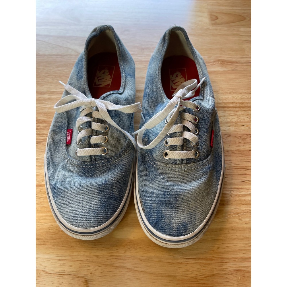 Vans Authentic Acid Wash Denim Low Top Sneakers Womens 10.5 Mens 9 Blue